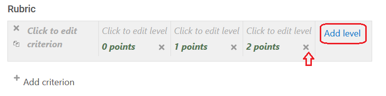 add level or click x to delete level