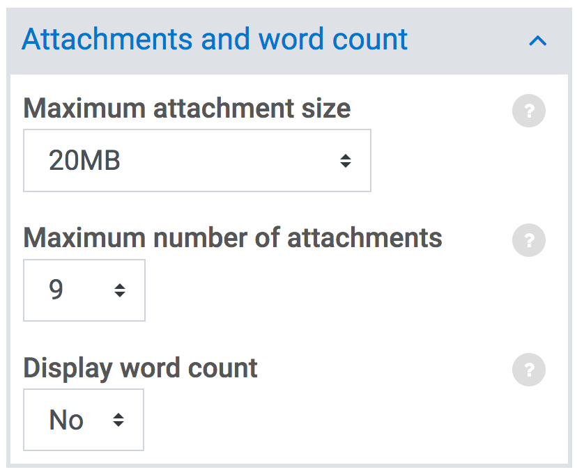 attachment and word count settings for forum