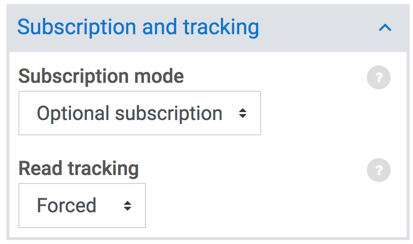 subscription and tracking settings for forum