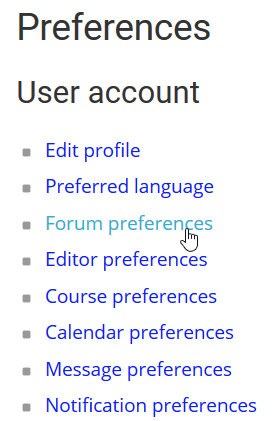 select forum preferences