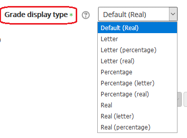 grade display type options
