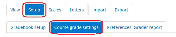 gradebook setup tab, course grade settings sub-tab