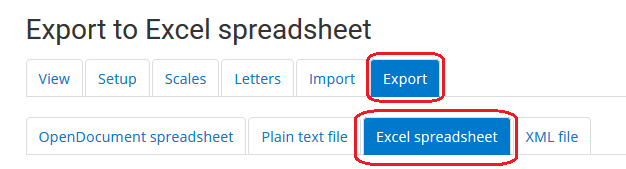 export tab and excel spreadsheet tab