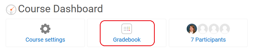 gradebook link under Course Dashboard