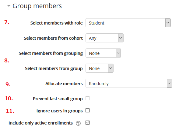 Group Members section settings