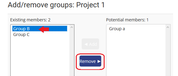 select group and click remove button