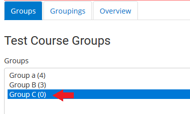 click on group in list