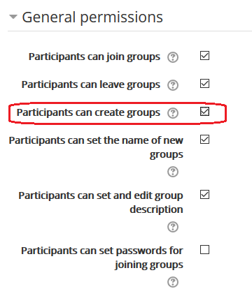 General permissions section options