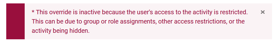 user override error