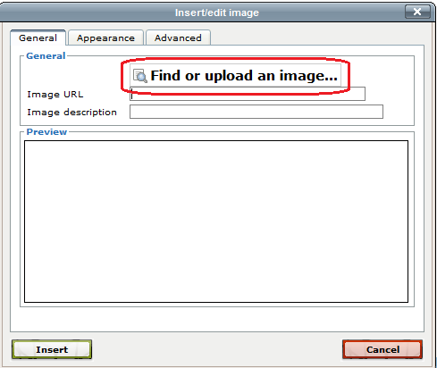 "Find or upload image" button