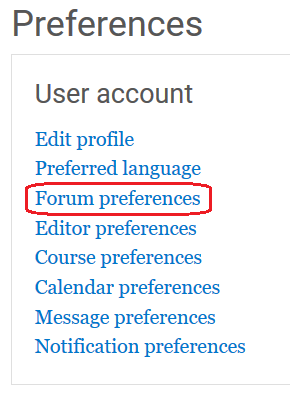 forum preferences under User Account