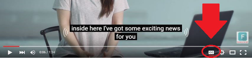 Captions in a video.