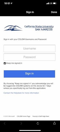 App login page with Keep Me Signed In marked.