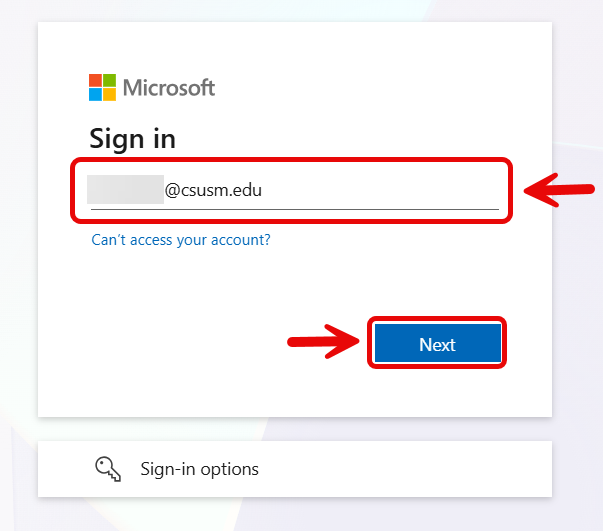 Image depicting Microsoft Sign In Email Entry