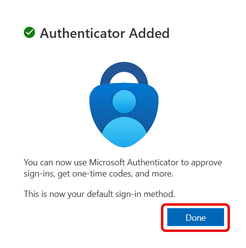 Image depicting the confirmation prompt that the Authenticator has successfully linked and activated