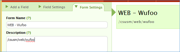 Form settings