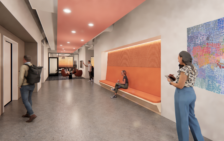 Level 3 ceiling and banquette seating