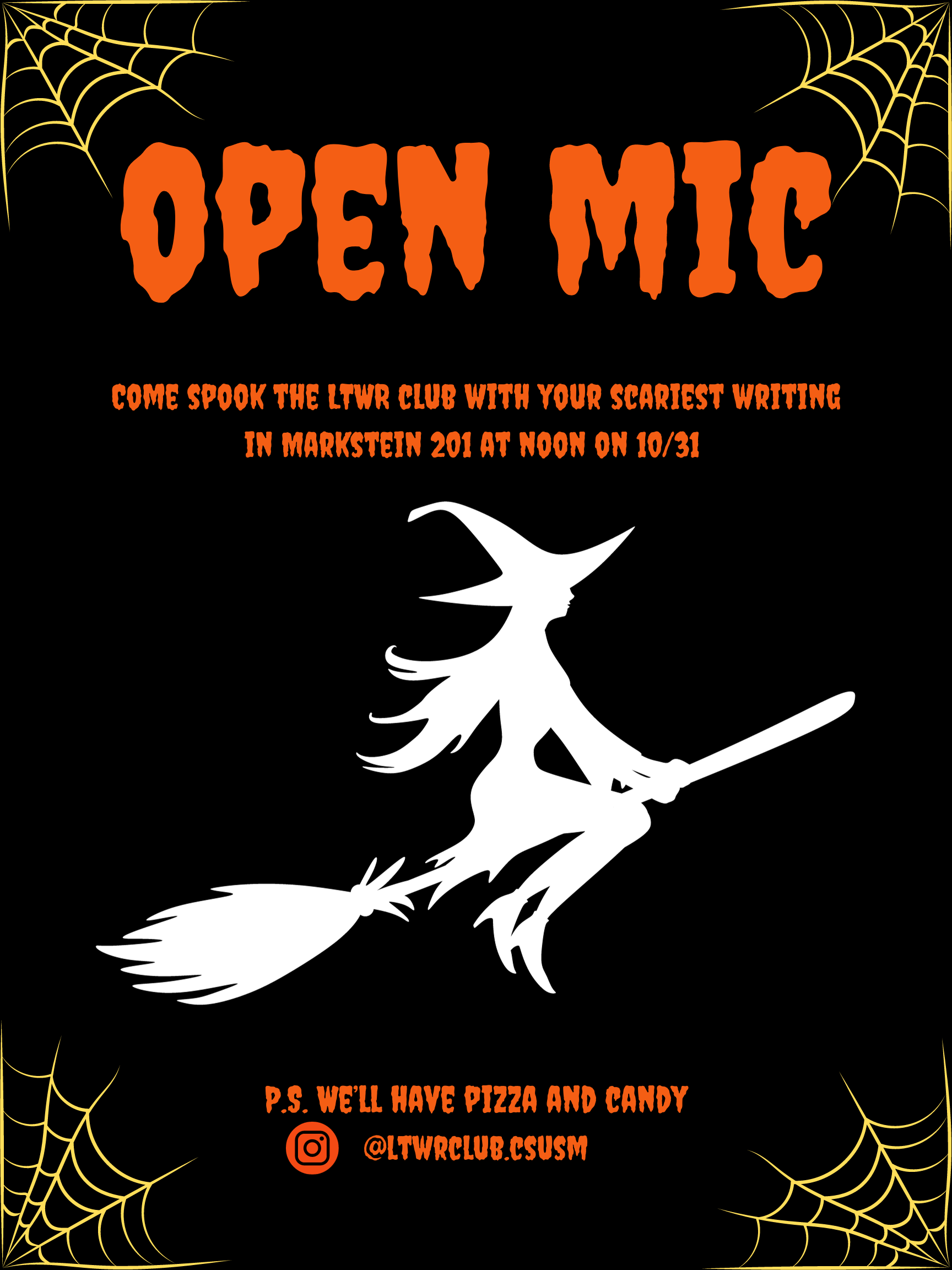 ltwr club halloween open mic flyer
