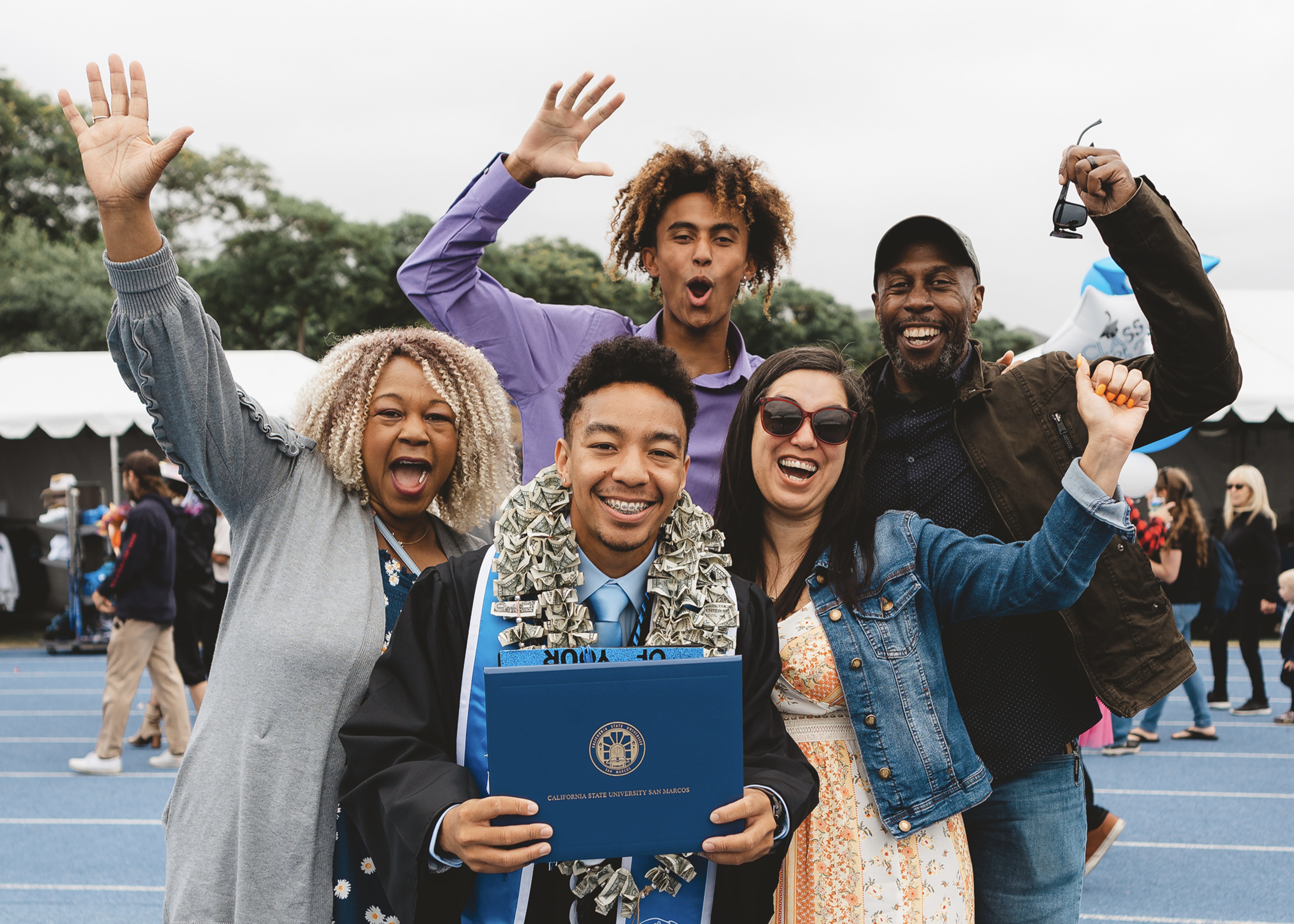 family cheering
