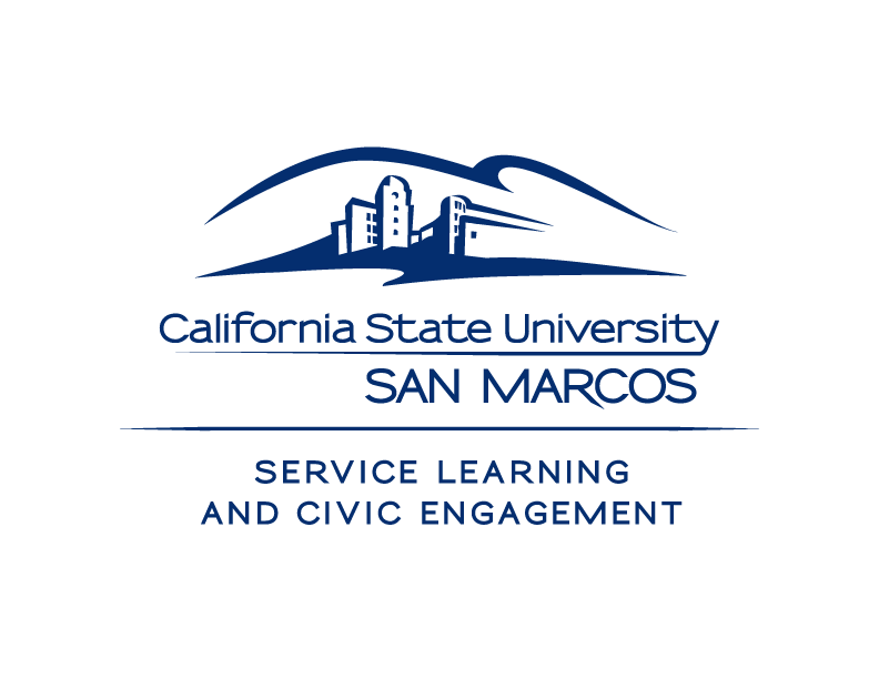 CSUSM Department of Service Learning and Civic Engagement Logo in Cougar Blue color