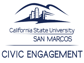 Civic Engagement CSUSM Logo Blue Small