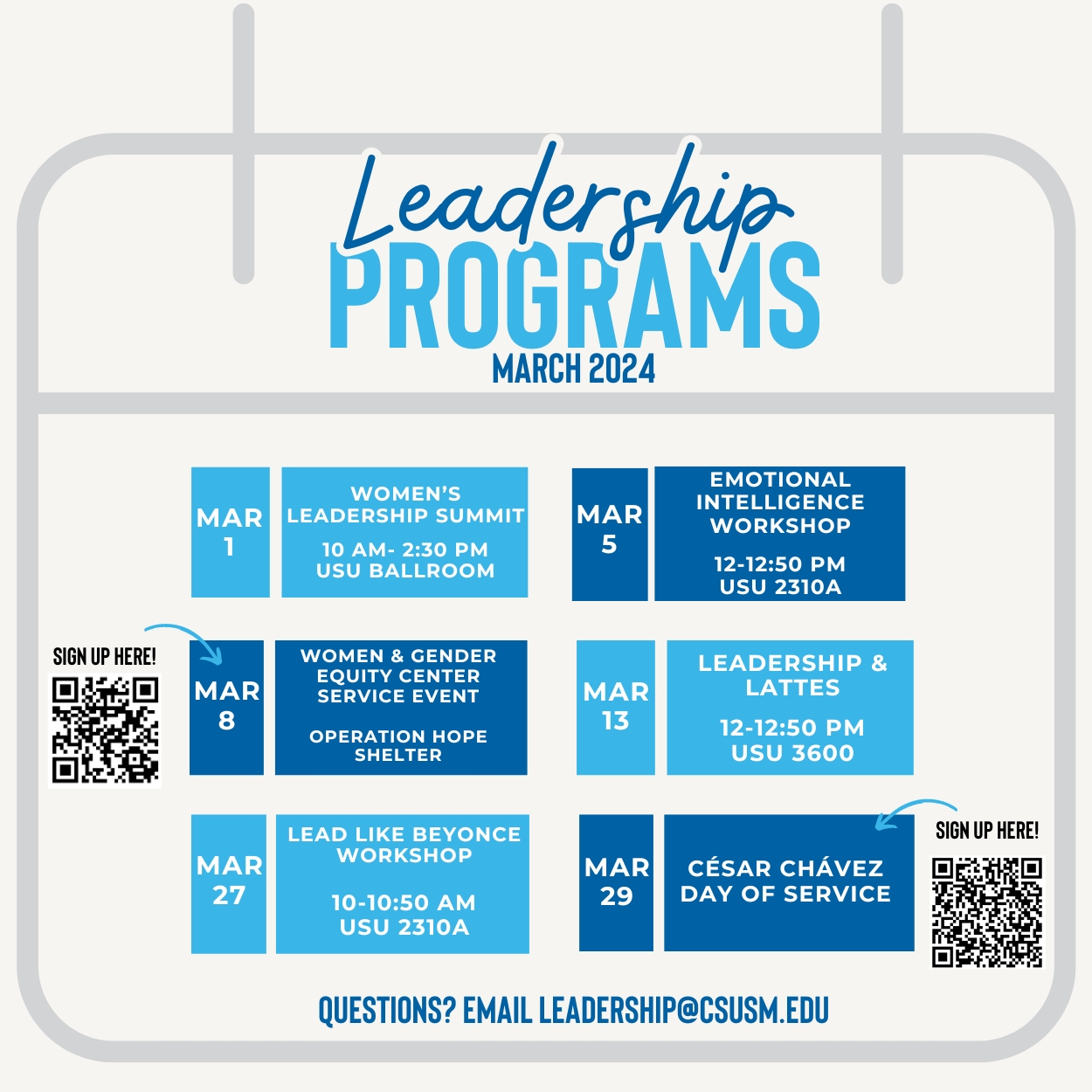 Leadership Program March 2024 Event Schedule