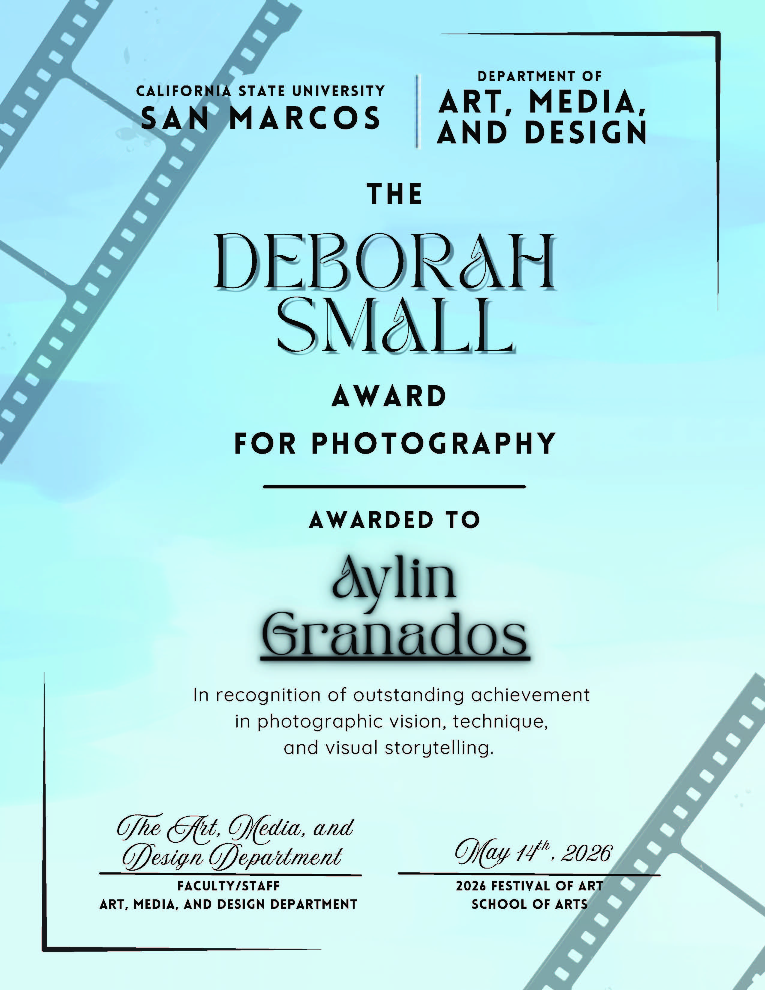 Aylin Granados 2026 Festival of Art Award
