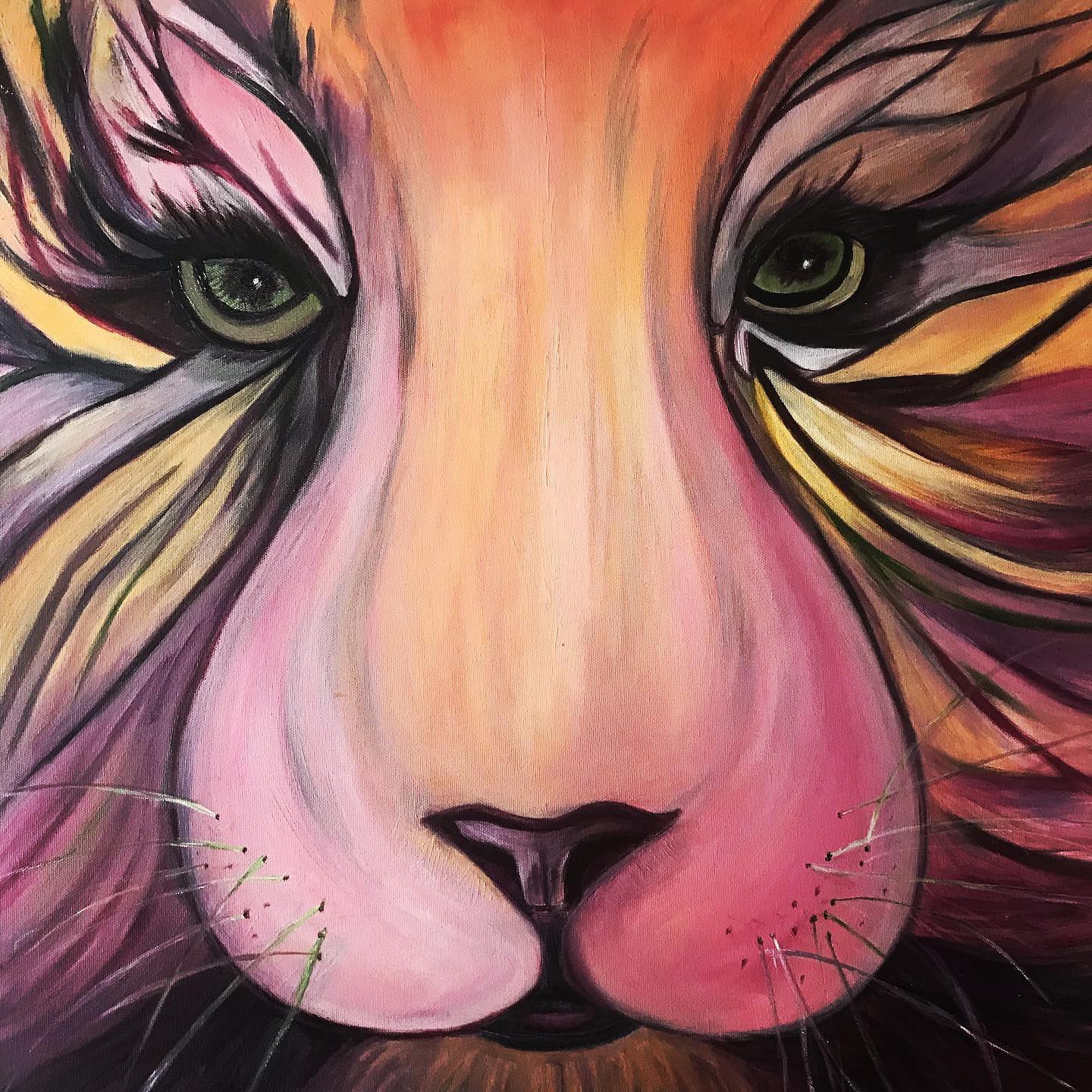 The face of a painted lion