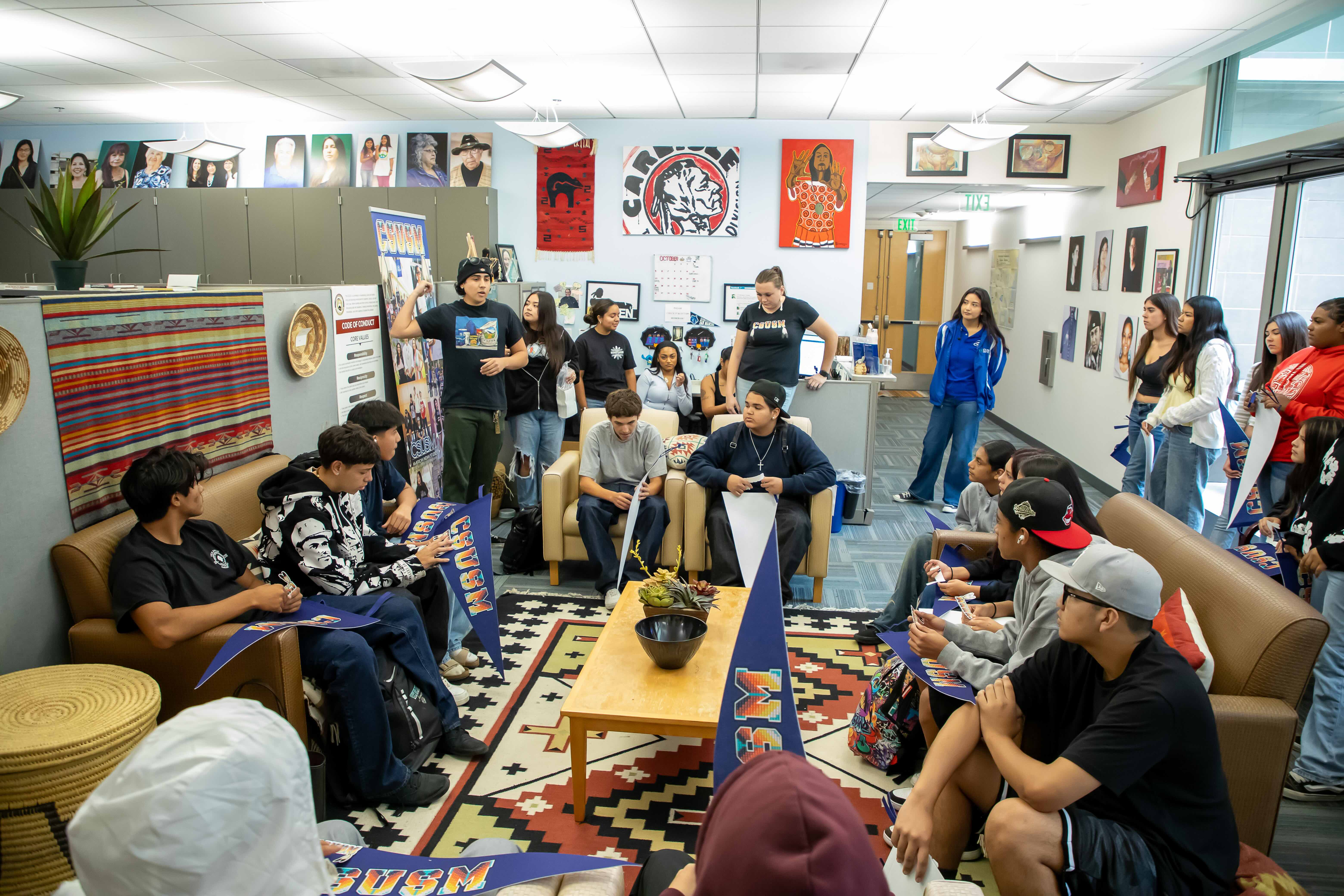 a group of students gathering in the CICSC