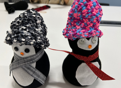 two crafted penguins