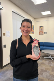 Woman with crafted gnome