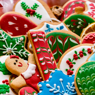 sugar cookies with colorful frosting