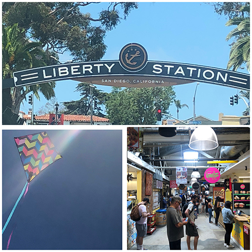 Flying Kite, Libery Station Sign and Liibery Public Market