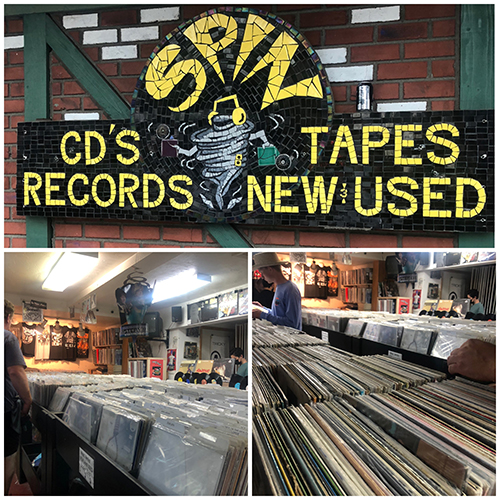 Spin Records Sign, aisles of records