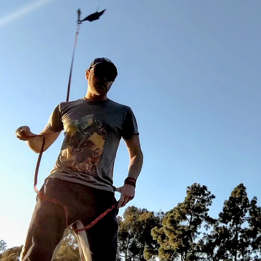 Pete spinning a rope dart