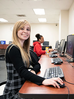 Student in the computing lab