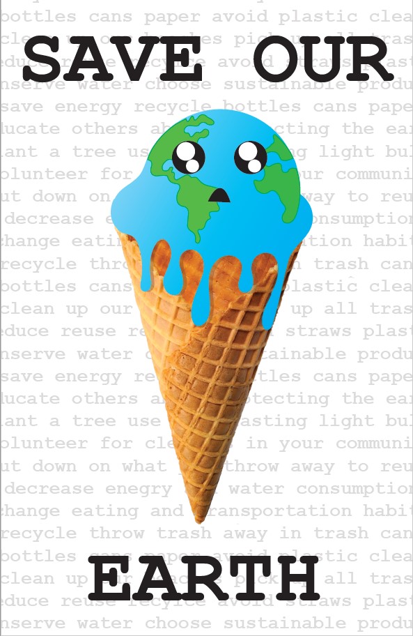 icecream cone with earth melting