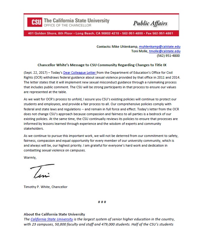 CSU Update on Title IX