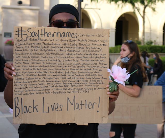 protester holding black lives matter sign