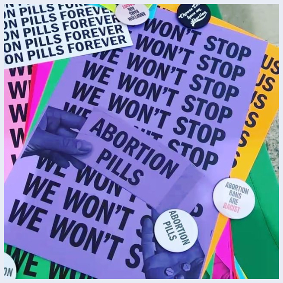 collage of pro-abortion signs