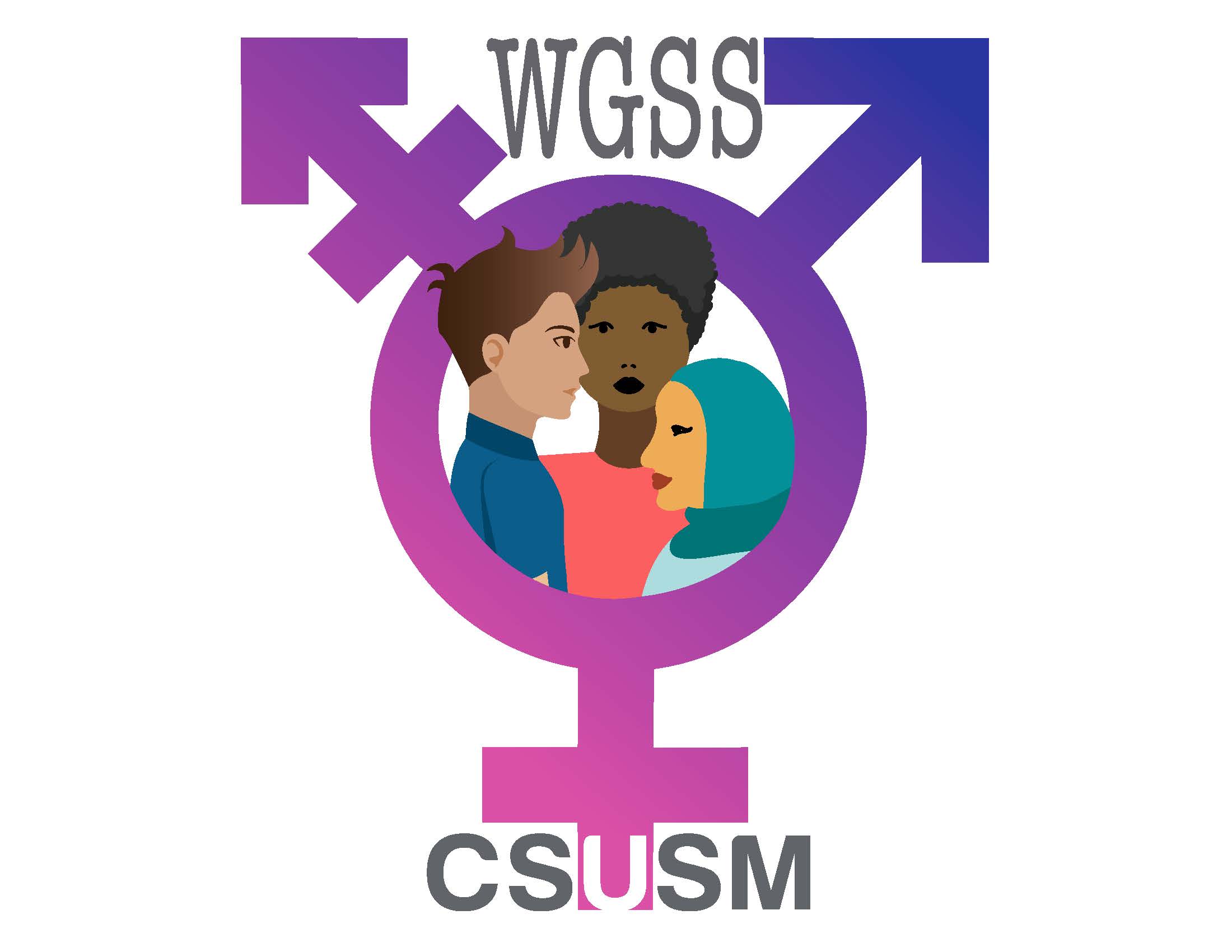 gender spectrum symbol with diverse faces in the center