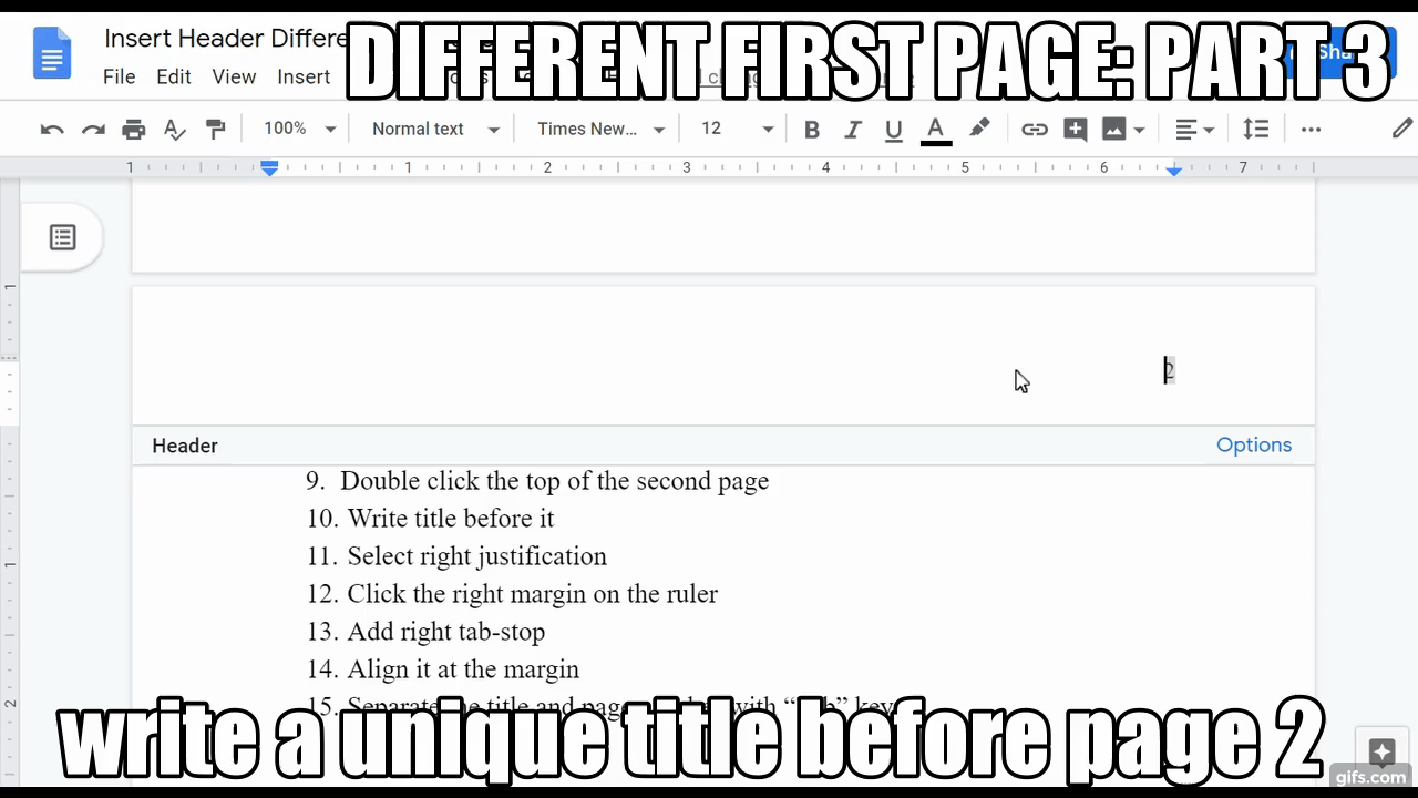 different first page docs 3